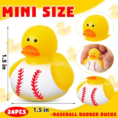 Miniatura 2 de Deekin 24 patos de goma de 2 pulgadas, recuerdos de fiesta deportiva a granel para eventos de equipo, suministros de fiesta de cumpleaños, regalo