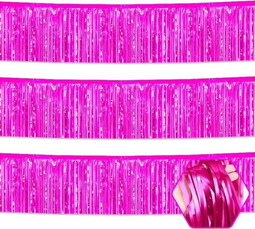 Miniatura 9 de Paquete de 3 guirnaldas largas de flecos metálicos de aluminio negro dorado para colgar en la pared, Día de la Madre, Pascua, flotadores de desfile
