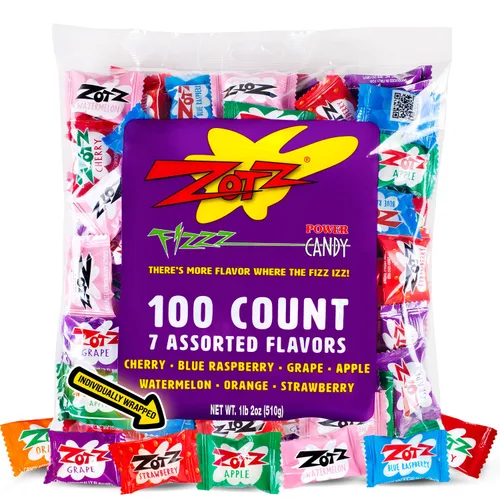 Miniatura 12 de Zotz Caramelos efervescentes a granel (surtidos, 46 unidades) - Caramelo duro envuelto individualmente - Surtido de 3 sabores de frutas, cereza