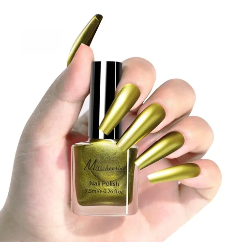Miniatura 21 de Esmalte de Uñas Dorado Champán con Efecto Espejo Metálico, Laca de Uñas Brillante de Secado Rápido y Larga Duración, Cromo para Manicura DIY