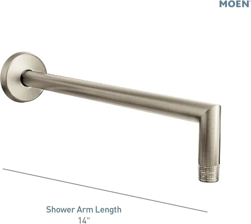 Miniatura 5 de Moen Arris S110BN - Brazo de ducha recto de níquel cepillado de 14 pulgadas y brida para cabezal de ducha superior, S110BN cepillado níquel
