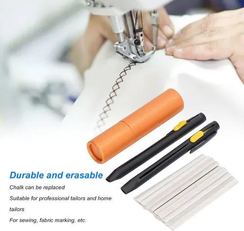 Miniatura 6 de 2 bolígrafos de tiza a medida con 20 bolígrafos de repuesto, rotulador de tiza de tela de costura, borrable, natural que se desvanece, accesorios