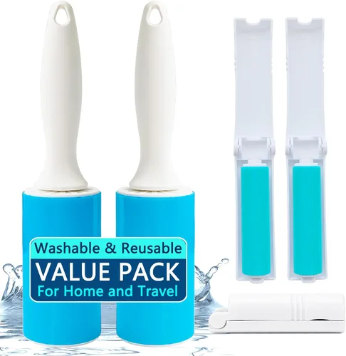 Miniatura 3 de Rodillo de pelusa de gel adhesivo lavable, paquete de 4, rodillo reutilizable para pelos de mascotas, removedor de limpiador para ropa, asientos