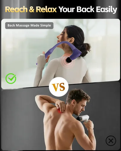 Miniatura 2 de Pistola de masaje muscular desmontable 2 en 1 de tejido profundo con mango de extensión de 20 pulgadas, masajeador de espalda y cuello para aliviar