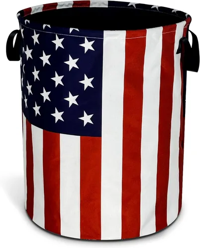 Cesta plegable de tela Oxford con bandera estadounidense, divertida bolsa de lavandería, cesta de almacenamiento de ropa, organizador para baño,