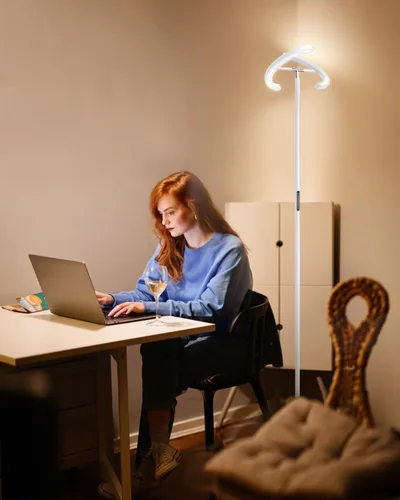 Miniatura 6 de SIBRILLE Lámpara de pie blanca, lámpara de pie ajustable sin escalones moderna 3000-6000K, lámpara de pie LED giratoria de 20W para lectura, lámpara