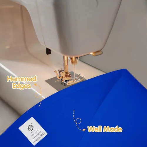 Miniatura 4 de BRILLMAX Paquete de 4 manteles redondos color azul rey de 132 pulgadas, tela de lino de poliéster lavable a granel, para bodas, recepciones, Azul
