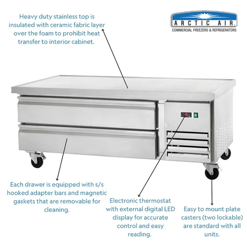 Miniatura 2 de Arctic Air ARCB60 - Base de chef refrigerada con dos cajones de 62 pulgadas, 115 V, acero inoxidable