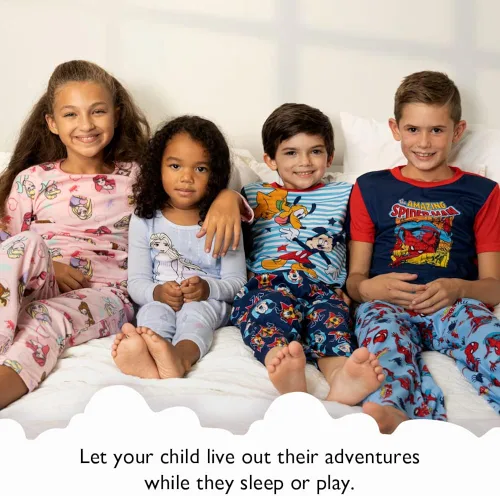 Miniatura 2 de Marvel Boys Avengers Black Panther Captain America Thor Spider-Man 4-Piece Snug-fit Cotton Pajamas Set