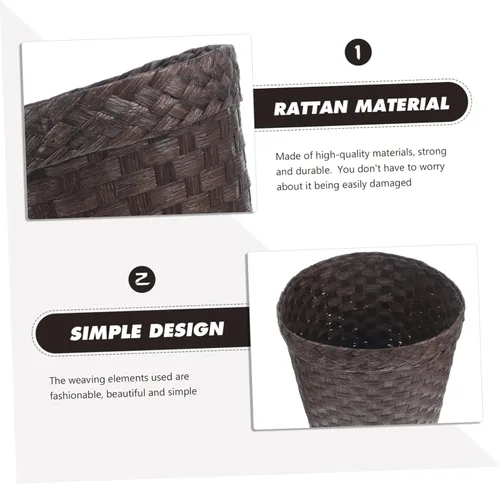 Miniatura 5 de LIFKOME Cubo de almacenamiento de paja Papelera portátil Papelera de escritorio Cestas de almacenamiento decorativas Cesta decorativa Papelera