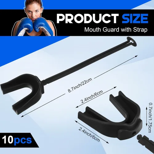 Miniatura 2 de Dunzy 10 protectores bucales con correa extraíble para adultos, jóvenes, niños, para boxeo, lucha libre, baloncesto, lacrosse, hockey, taekwondo