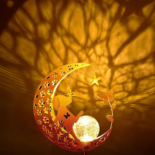 Miniatura 3 de Luces solares decorativas para exteriores, diseño de luna, perro, mariposa, estaca solar, regalos de cumpleaños para mujeres, mamá, abuela