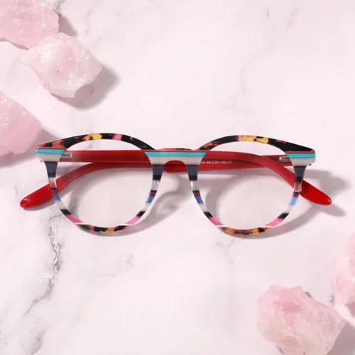 Miniatura 6 de Gafas de lectura de ojo de gato: gafas de luz azul para mujer, con bloqueo de luz azul, anti fatiga ocular, gafas coloridas a rayas ligeras