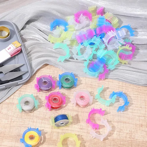 Miniatura 5 de Clips para bobinas de coser, 50 unidades, soporte de bobina transparente, clip de plástico para herramientas de costura, accesorios de abrazaderas