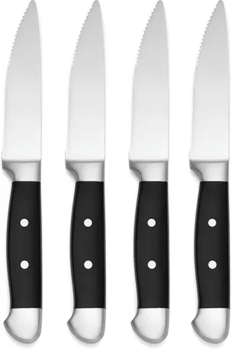 Oneida Crosshatch - Juego de cubiertos – Juego de cuchillos para carne jumbo de 4 piezas
