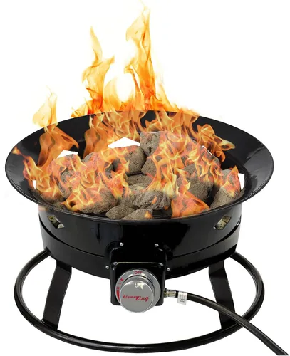 Miniatura 8 de Flame King Cuenco portátil para fogata de propano sin humo, 19 pulgadas, 58 K BTU con escala de agarre de propano, autoencendedor, cubierta