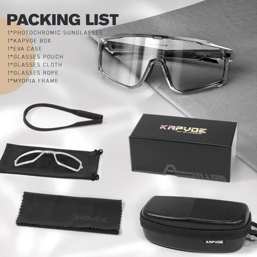 Miniatura 6 de KAPVOE Gafas de ciclismo fotocromáticas para hombres y mujeres, gafas de sol para bicicleta de montaña MTB, deportes, transición, triatlón, carrera