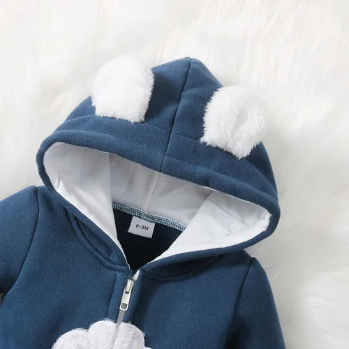 Miniatura 3 de PATPAT Baby Girls Romper Infant Bodysuit Zipper Hooded Jumpsuit Long Sleeve Footed One-Piece Coverall Fall Winter Outfit