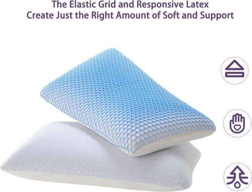 Miniatura 2 de Almohada Berklan Harmony para dormir con rejilla elástica hexagonal y núcleo de látex natural, funda transpirable de almohada de gran