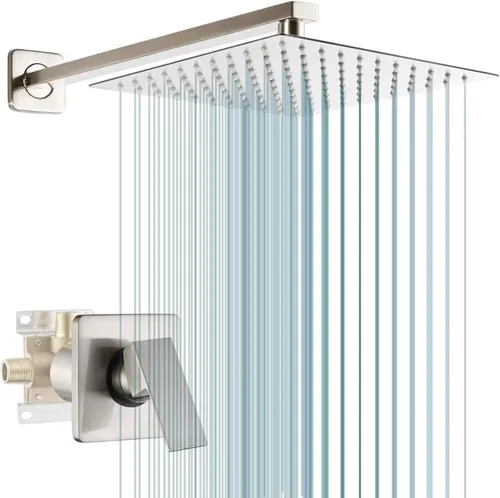 Juego de grifo de ducha de níquel cepillado para baño, sistema de cabezal de ducha de 10 pulgadas, kit de molduras de ducha de una sola manija con