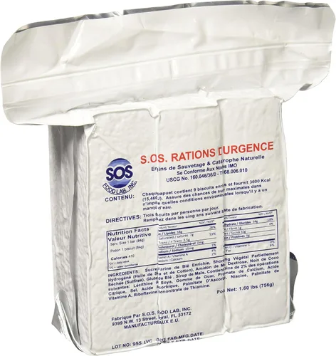 S.O.S. Barra nutritiva de emergencia de 3600 calorías – Paquete para 3 días/72 horas con 5 años de vida útil 1.60 libras