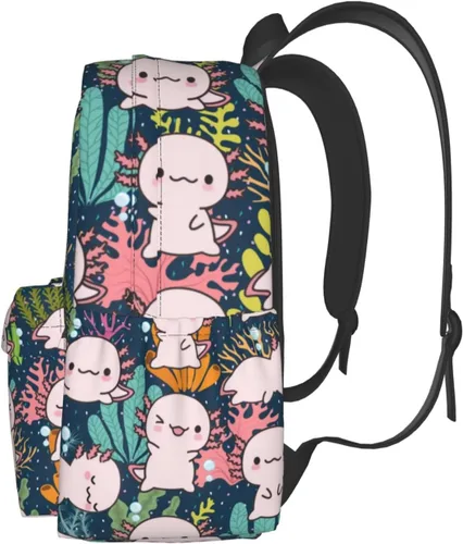 Miniatura 2 de MISOLAXI Axolotl - Mochila casual, mochila universitaria para laptop, mochilas para niños, niñas, niños y adultos, con correas acolchadas ajustables