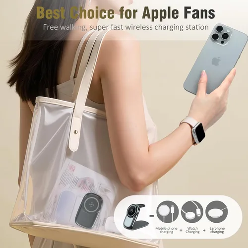 Miniatura 7 de Estación de carga plegable 3 en 1 para iPhone 16e/16/15/14/13/12 compatible con Apple Watch 10/9/8/7/6/5/4/3 Ultra, estación de carga inalámbrica