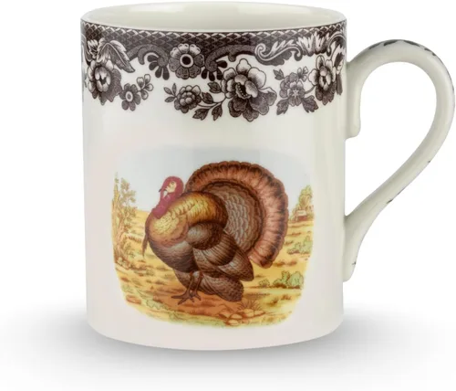 Miniatura 13 de Spode Woodland Rabbit - Taza de porcelana fina de 16 onzas con borde de flores británicas, apta para lavavajillas, microondas, congelador y horno