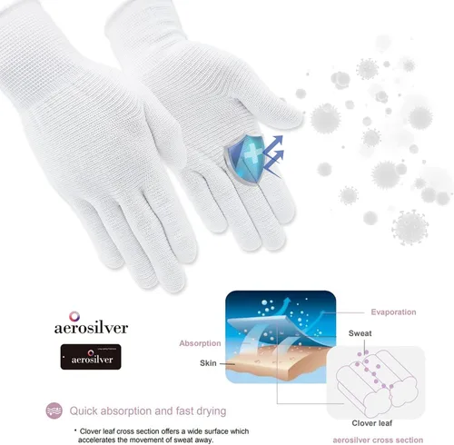 Miniatura 3 de Youneedthat Forros de guante de nitrilo para eccema, 20 unidades de guantes de seguridad Aerosilver con agarre antideslizante, blanco (S, M, L)