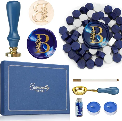 Miniatura 18 de SWANGSA Kit de Sello de Cera con Inicial del Alfabeto H, Sello de Sellado de Letras con Hojas Botánicas Elegantes Vintage con Perlas de Cera