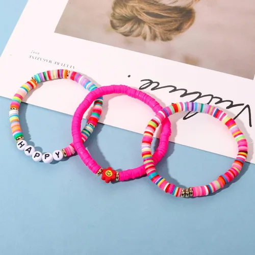 Miniatura 265 de Surfer Heishi - Pulseras apilables para mujer, apilables, de vinilo arcoíris, disco de arcilla, pulseras elásticas para la amistad, joyería bohemia