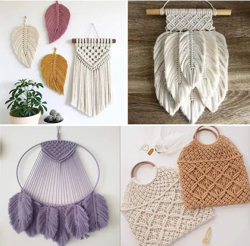 Miniatura 6 de Cuerda de macramé 21S de 0.157 in x 328.1 ft, cuerda trenzada de algodón 100% puro de lujo, cuerda trenzada para manualidades, colgar en la pared