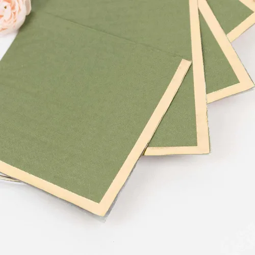 Miniatura 51 de Efavormart 50 Pack Servilletas de papel para fiestas de 2 capas suaves verde oliva con borde dorado de oro, servilletas para cenas, cócteles