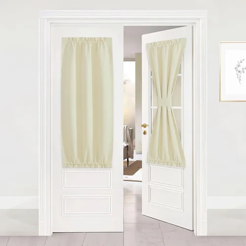 Miniatura 258 de NICETOWN Cortinas opacas unicolor con aislamiento térmico para puerta francesa, granja, oscurecimiento de habitación, puertas y ventanas de Marrón