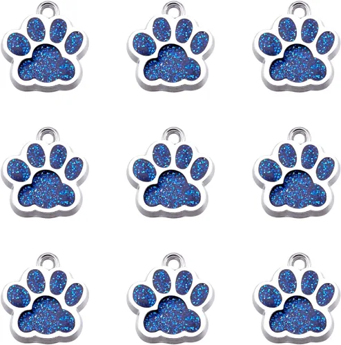 Abalorio esmaltado con estampado de pata de perro y gato con purpurina en polvo de aleación de esmalte de gato y perro, dijes para llavero, joyería
