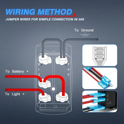 Miniatura 5 de MICTUNING LS083601JL - Kit de interruptor basculante estéreo láser, luz LED de encendido/apagado, 20A 12V, azul