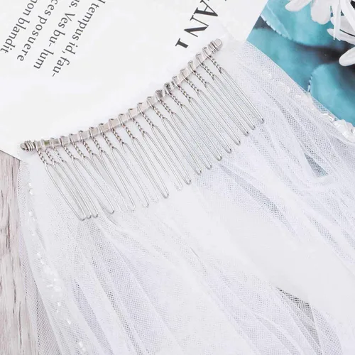 Miniatura 8 de Unicra Velo de novia de novia con peine velos de tul de novia accesorios de pelo para novias 1 nivel de longitud de la punta del dedo 35.4 pulgadas