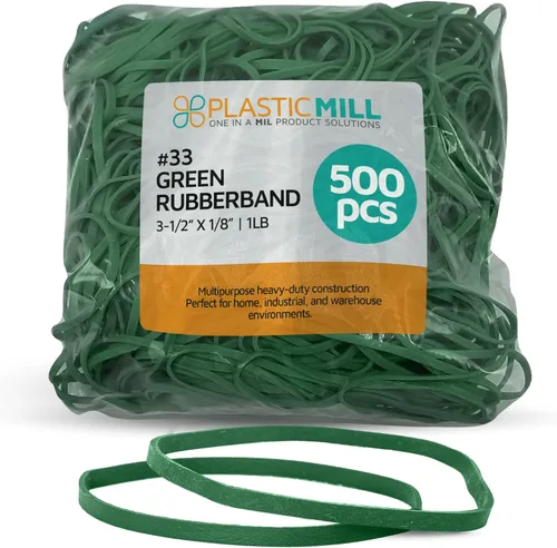 Miniatura 12 de PlasticMill Bandas de goma verde oscuro tamaño 33 (3 1/2" x 1/8") - #33 Bandas de goma de colores suministros de oficina - Bandas fuertes