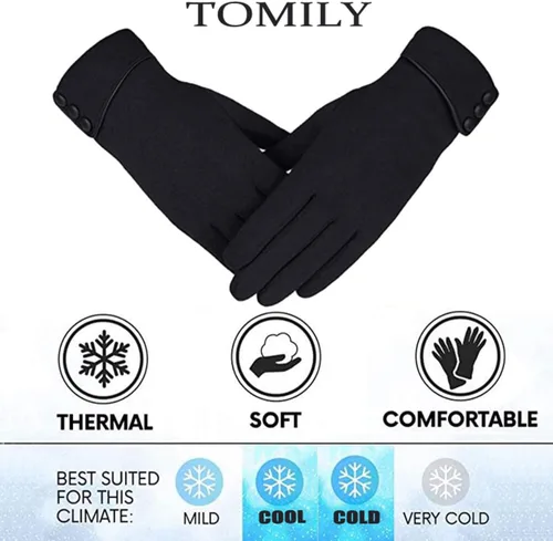 Miniatura 26 de Tomily - Guantes de forro polar para mujer con pantalla táctil