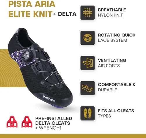 Miniatura 3 de Tommaso Pista Knit - Paquete de zapatos de ciclismo y tacos para mujer zapatos de ciclismo de interior listos para clase con tacos compatibles Look