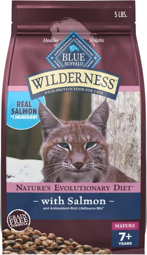 Miniatura 12 de Blue Buffalo Alimento para gatos maduros, receta de pollo natural Wilderness Natural, alimento seco para gatos mayores, bolsa de 5 libras