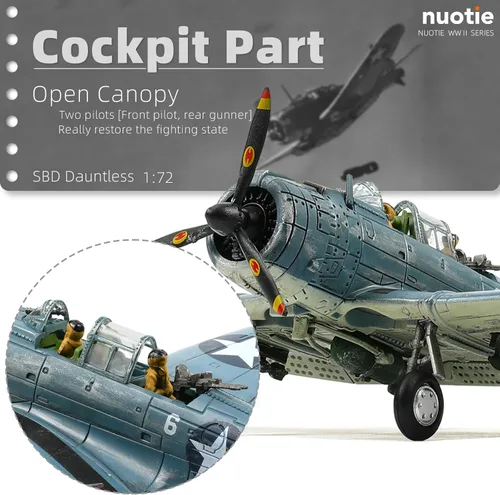 Miniatura 4 de NUOTIE 1/72 Douglas SBD-2 Dauntless Dive Bomber Modelo de Avión de la Segunda Guerra Mundial Midway Avión de Guerra Vintage Metal Fundido a Presión