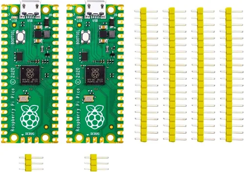 2 piezas de placa microcontrolador Raspberry Pi Pico con interfaces digitales flexibles | Basado en chip RP2040 | Procesador ARM Cortex M0+ de doble