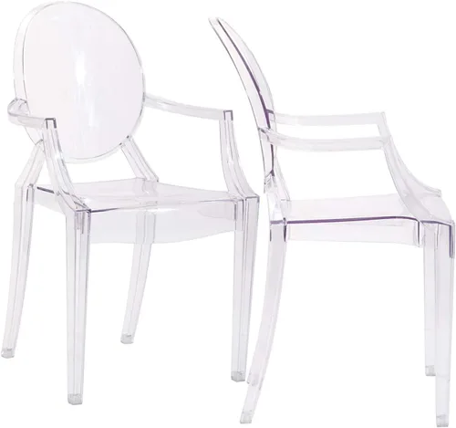 Silla de Comedor transparente de Casper, Metal Vinilo, Transparente