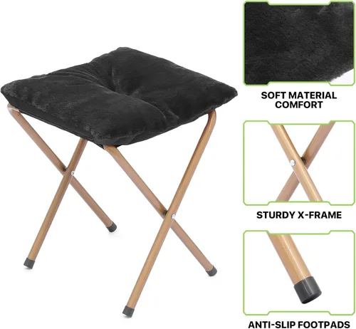 Miniatura 9 de Magshion Silla plegable tipo platillo para adultos con otomana, silla de lectura circular para dormitorio, sala de estar y residencia estudiantil