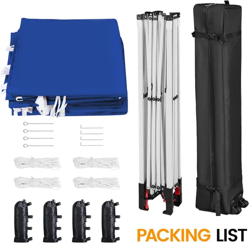 Miniatura 8 de Yaheetech Toldo desplegable de 8 x 8 con 4 paredes laterales extraíbles, tienda instantánea cerrada portátil, tienda de campaña impermeable para Azul