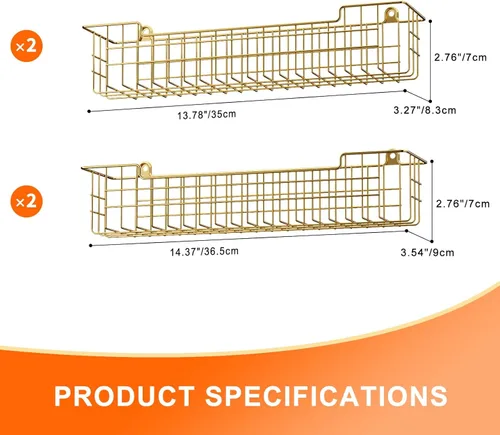 Miniatura 3 de Estante para especias, paquete de 4 organizadores de condimentos, soporte de pared para organización de almacenamiento de cocina, estante