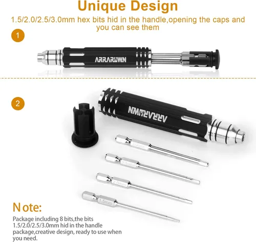 Miniatura 3 de Kit de herramientas de reparación para modelos RC 10 en 1 con destornilladores hexagonales de 1.5/2.0/2.5/3.0/4.0/5.5mm, destornillador Phillips