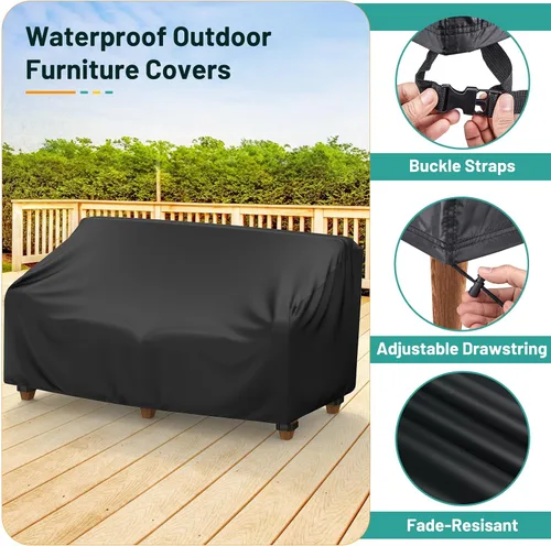 Miniatura 5 de Mrrihand Fundas para muebles de patio, 4 piezas, funda impermeable para muebles de exterior, incluye funda para sofá exterior, 2 fundas para sillas