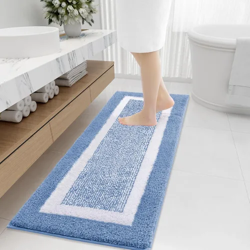Miniatura 20 de OLANLY Alfombras de baño 24x16, tapete de baño de microfibra extra suave y absorbente, antideslizante, lavable a máquina, alfombra de baño esponjosa